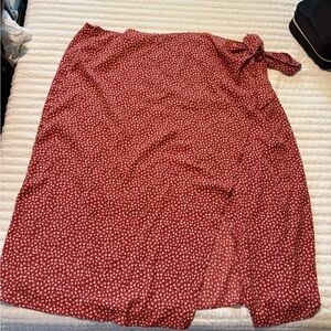 Shein Red Floral Midi Wrap Front Skirt - Never Worn